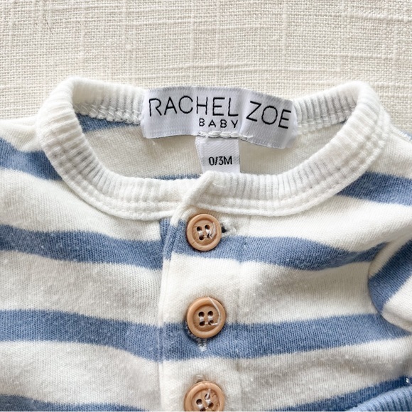 Rachel Zoe baby boy onesie and pant set in white and blue. NB newborn - Picture 3 of 4